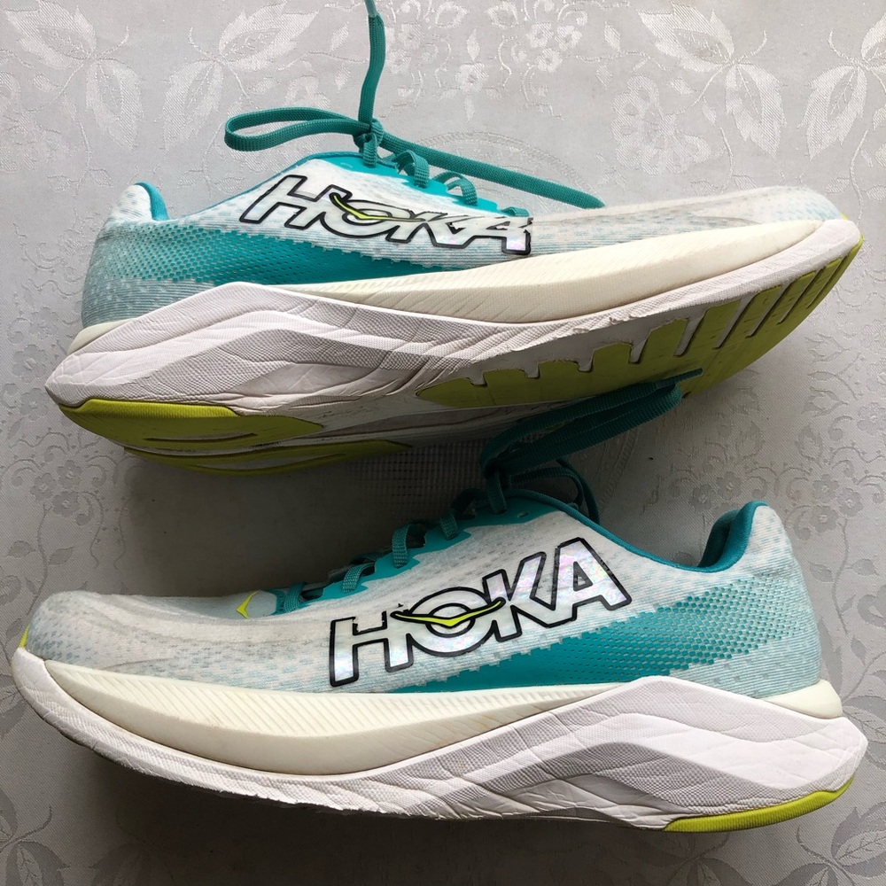 HOKA One Mach X Running Sneakers Blue Glass/White Lace-Up Shoes Men’s Size 12D